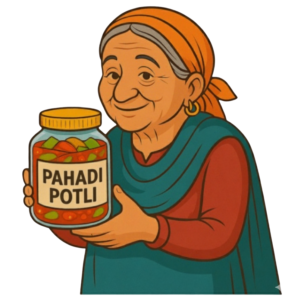 Homemade pahadi pickle prepared by village woman