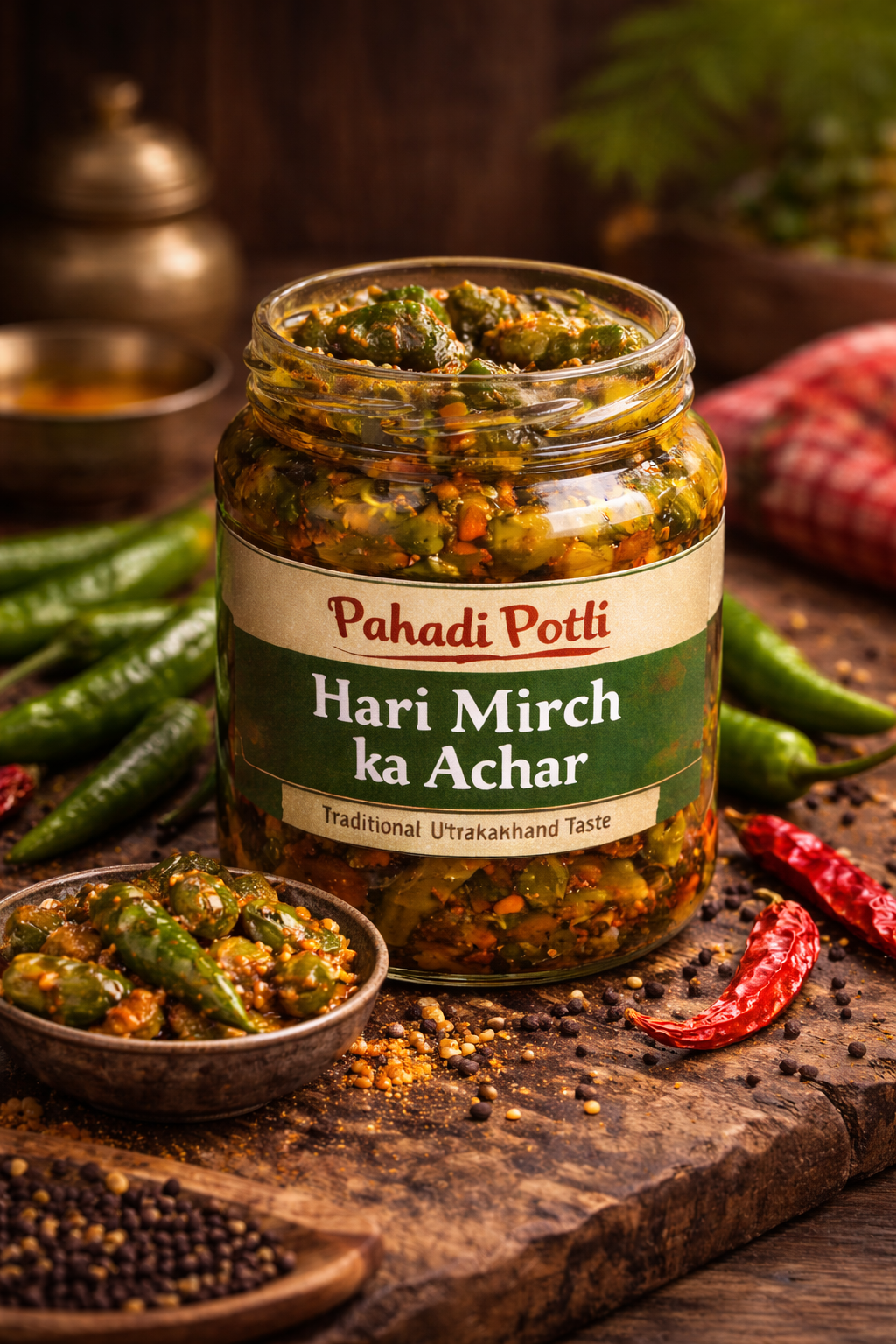 hari mirch ka achar | uttarakhand green chilli pickle